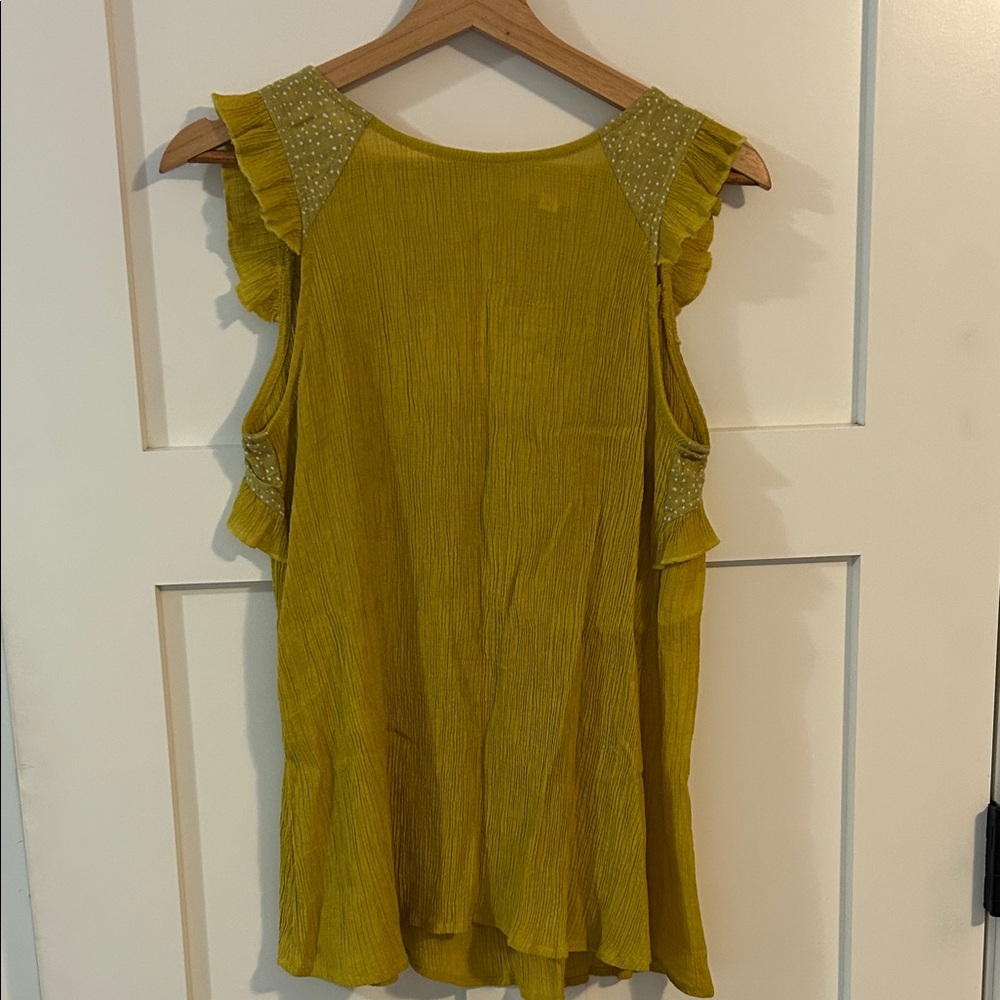Elegant Mustard Ruffle Tank Top
